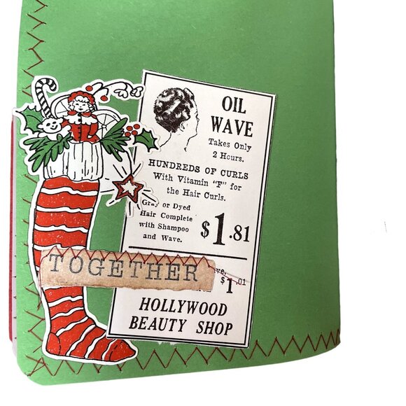 Christmas Junk Journal Book Charm Washi Fabric Wrap Tons Ephemera Handmade 5 u - Picture 14 of 16